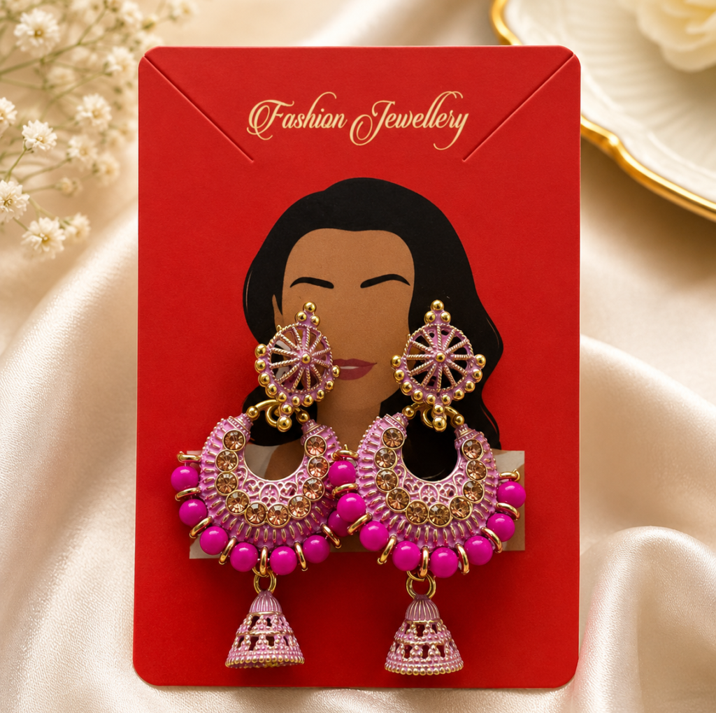 Multicolor Chandbali Jumkha Earrings
