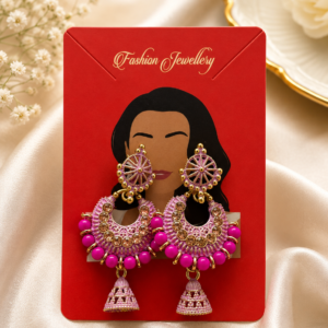 Chandbali Jhumka Earrings for Women & Girls | Multicolor Party & Wedding Wear | Pack of 3 - Image 3