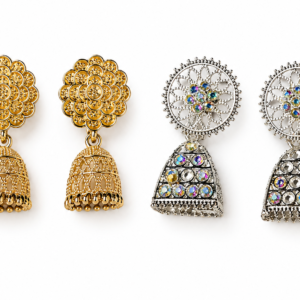 Gold-Silver Plated Traditional Jhumka Earrings for Women | Pack of 2