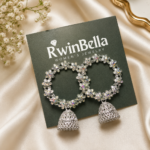 Silver Plated Floral Hoop Jhumka Earrings for Women & Girls