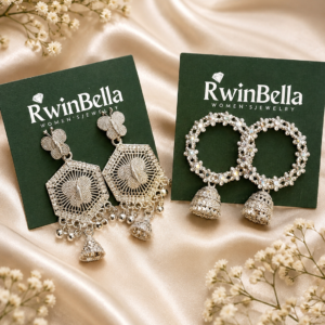 Silver-Plated Butterfly & Jhumka Earrings Combo