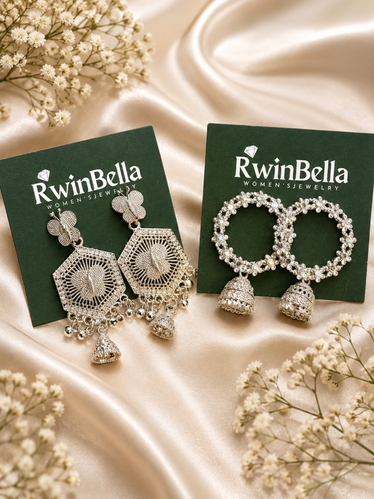 Silver-Plated Butterfly & Jhumka Earrings Combo