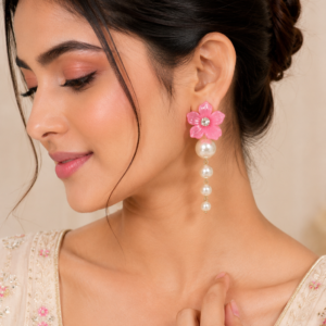 Floral Pearl Drop Earrings
