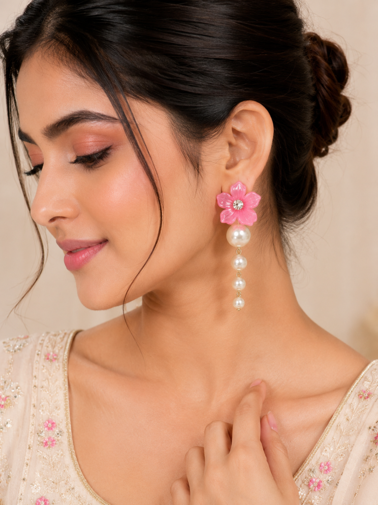 Floral Pearl Drop Earrings